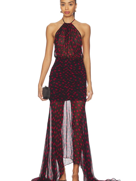 Ronny Kobo Collection Dresses & Skirts - Ronny Kobo Collection Black Maxi Dress with Red Polka Dots